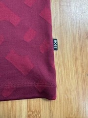 NEW-MEN’S HUGO BOSS T-SHIRT WITH MONOGRAM JACQUARD, #50503121, DARK RED $148.00