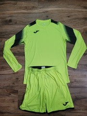 Joma Mens Neon Yellow Long Sleeve Padded Sleeve Soccer Goalie Goal Keeper Set