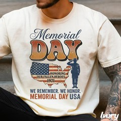 Honoring Heroes Memorial Day Comfort Tee Patriotic USA