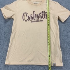 Carhartt Shirt Mens Medium Orange Work Wear Cotton Outdoors Logo Spell Out