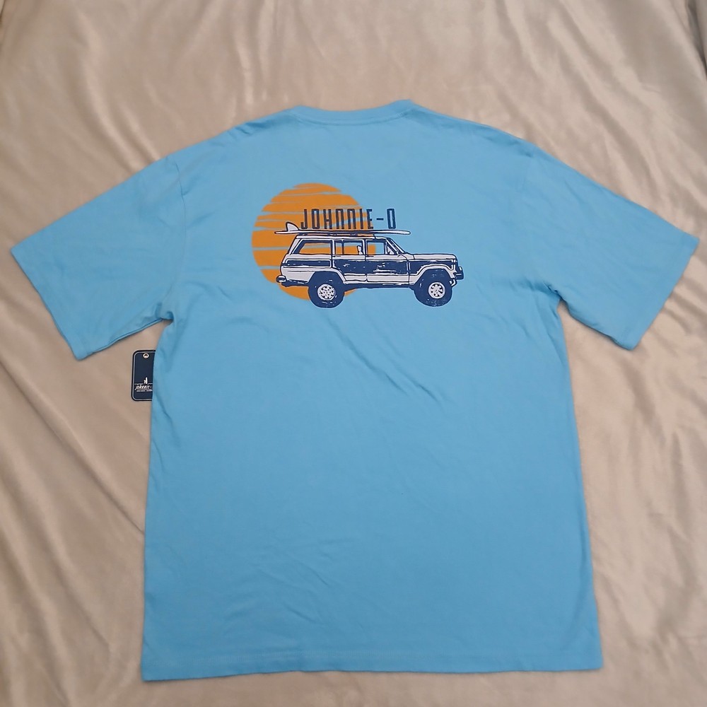 Johnnie-O T-shirt Mens Size M Malibu Blue Surf Wagon Graphic Crew-Neck NWT