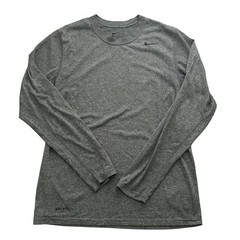 Nike Dri-FIT Mens Long Sleeve Shirt Heather Gray Tech Workout Gym Tee Medium