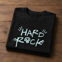 Music Rock Graphic T-Shirt Pre-Washed Black Cotton Vintage Washed Unisex Tee