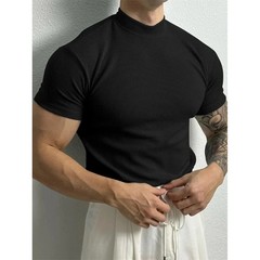 spring summer Elastic Comfortable Men’s T-shirt Small high collar stripe shirt s