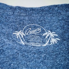 Grayers Men’s XXL Linen Cotton Blend Pocket Tee Shirt Blue Marled Heather Palm