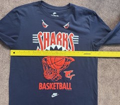 Nike Tee Shanghai Sharks Long Sleeve T-shirt Sz M Blue Embossed Print Basketball