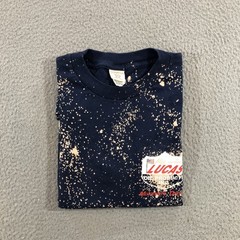vtg lucas oil t shirt mens M blue bleach spots racing performance drag autocross