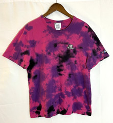 Champion Men’s Medium Pink Purple & Black Tie Dye Short Sleeve T-Shirt Tee