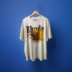 RHUDE Men’s White Graphic Logo Crewneck Short Sleeve T-Shirt Size XL