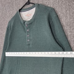 Weatherproof Vintage Henley Shirt Mens L Green Long Sleeve Thermal Waffle Knit