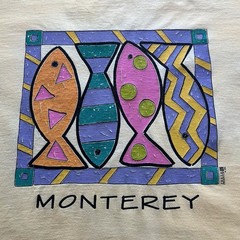 Vintage 90s Monterey California Art Nature T-Shirt XL Yellow Made In USA 1990s