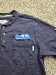 Tyndale Shirt Medium Mens Blue Long Sleeve Henley Flame Resistant FR Workwear