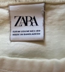 ZARA Men’s Beige Solid Crew Neck Short Sleeve T-Shirt Size M Regular