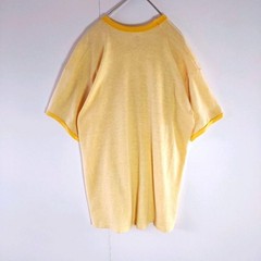 70s Russell Athletic Wisconsin Mosquito State Bird Ringer T-Shirt L Yellow
