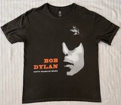 Bob Dylan Fifty Years Of Music T Shirt Mens L/XL 23” X 29” Cotton Graphic Tee