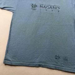 Vintage Nagano Winter Olympics T-Shirt Mens XL Teal Blue Andazia Japan 1998 90s