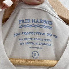 Fair Harbor Henley Shirt Mens Small Light Gray Long Sleeve UPF 50 Sun Protection