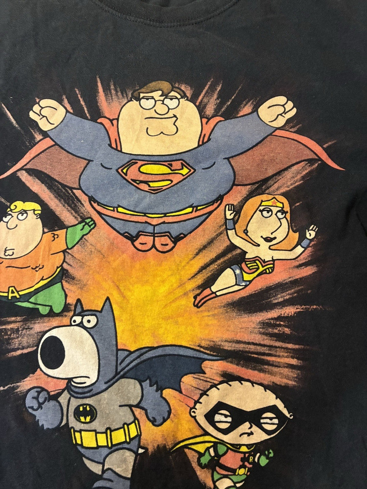 Men’s Black DC Comics Batman Superman Aquaman Robin Graphic T-Shirt L Crew Neck