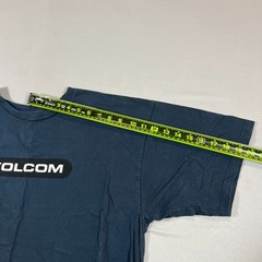 Volcom T Shirt Men XL Navy Cotton Logo Print Straight Hem Crew Neck Short Sleeve
