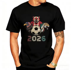 2026 USA Canada Mexico Soccer T-Shirt Black Eagle Bear Jaguar Graphic Fan Tee