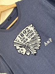 Abercrombie & Fitch Muscle Fit T Shirt Blue Size XXL Large Applique Graphic Y2K