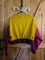 Nike Just Do It Color Block Long Sleeve Half Shirt Size Small Yellow, Purple