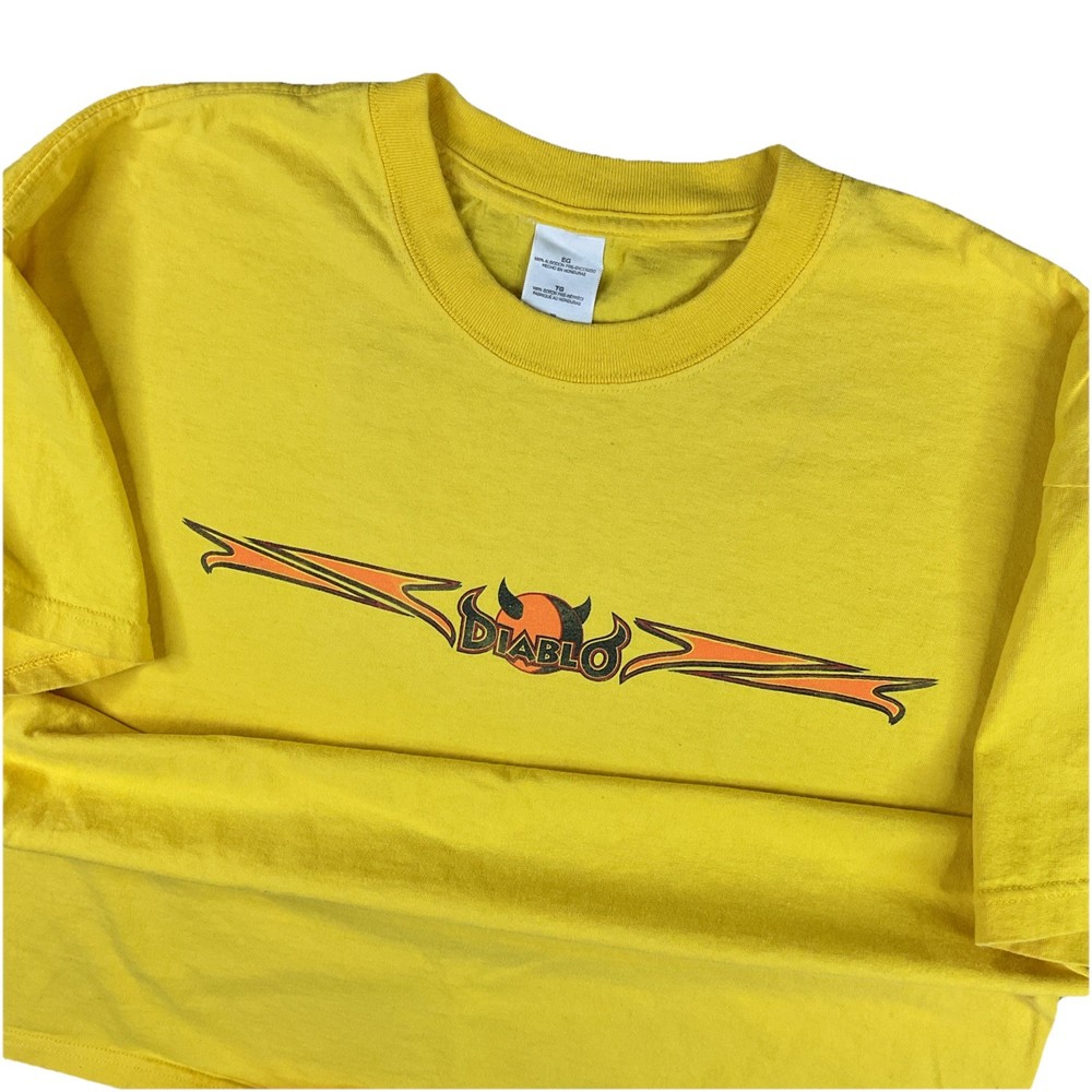 Vintage Diablo Paintball T-Shirt Men Sz XL Y2K Graphic Crew Yellow Short Sleeve