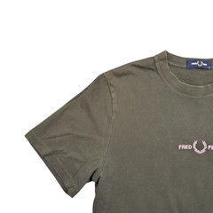 Fred Perry T Shirt Medium Men’s Green Cotton Vintage Casual Mod Indie Spell Out