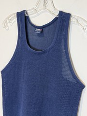Vintage 70s 80s Trax Activewear Mesh Sheer Blue Tank Top Sz XL Men’s Retro USA