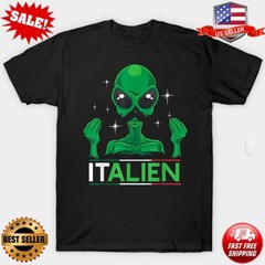 Unique Funny Italian Alien Pun Italy Hand Gesture T-Shirt | S-5XL