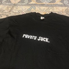 Vintage 1980s Hand Painted T-shirt Mens Size XXXL 3XL Ravers Suck Black Pocket T