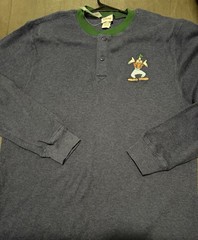 Vintage Disney Store Goofy Embroidered Waffle Knit Henley Shirt Mens Medium