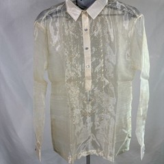 Barong Tagalog Formal Wear Men’s Size XL NWOT Philippines Organza Beige