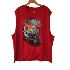 Way to Celebrate Patriotic Motorcycle Cat Muscle Shirt 4th Of July Shirt 3XL NEW