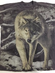 Wolves Wolf Pack T-Shirt Howling All Over 2 Sided Print Wilderness Tee Mens Sz L