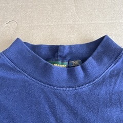 Gulf Traders Mens XL Navy Blue Mock Neck Long Sleeve 100% Cotton Shirt 90s