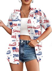 250th Anniversary USA Shirt Women 250 Years American Flag Button Down Tshirt …