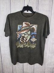 Vintage 3D Emblem “Bad To The Bone” Skull Biker Black Single Stitch T-Shirt Sz L