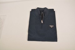 Men’s Prada Navy Blue Zip-Up Polo Shirt S Short Sleeve