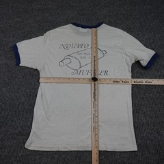 Vintage Paper Thin Novato Muffler Shirt Mens Large White Ringer No Muff Too Tuff