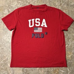 Polo Ralph Lauren Shirt Mens Large Red Short Sleeve Tee Polo USA Puff Print