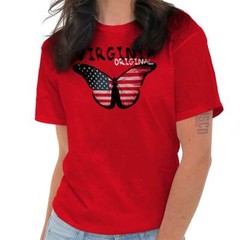 Virginia Original Butterfly America Souvenir Womens Short Sleeve Crewneck Tee