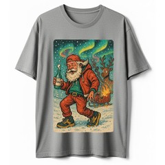 Funny Drunk Santa T-Shirt Modern Hip Hop Style Eggnog Christmas Lights Tee S-5XL