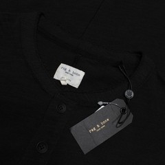 Rag & Bone NWT Classic Short Sleeve Henley T-Shirt Size XXL in Jet Black Cotton