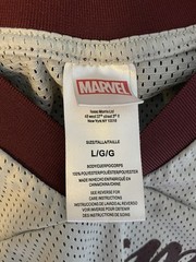 Marvel Spider-Man 62 Graphic Mesh Jersey T-Shirt L Maroon & White RARE