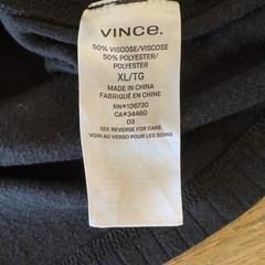VINCE Men’s Long-Sleeve Ribbed Knit Henley Top-Black-Crewneck Casual Basic-Sz XL