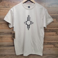 New Mexico Southwestern Zia Symbol T-Shirt Handmade Lino Print Shirt Block Print