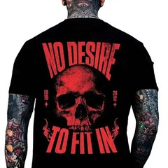 No Desire To Fit In Skull T-Shirt, Menswear Casual Cotton Top Classic Fabric