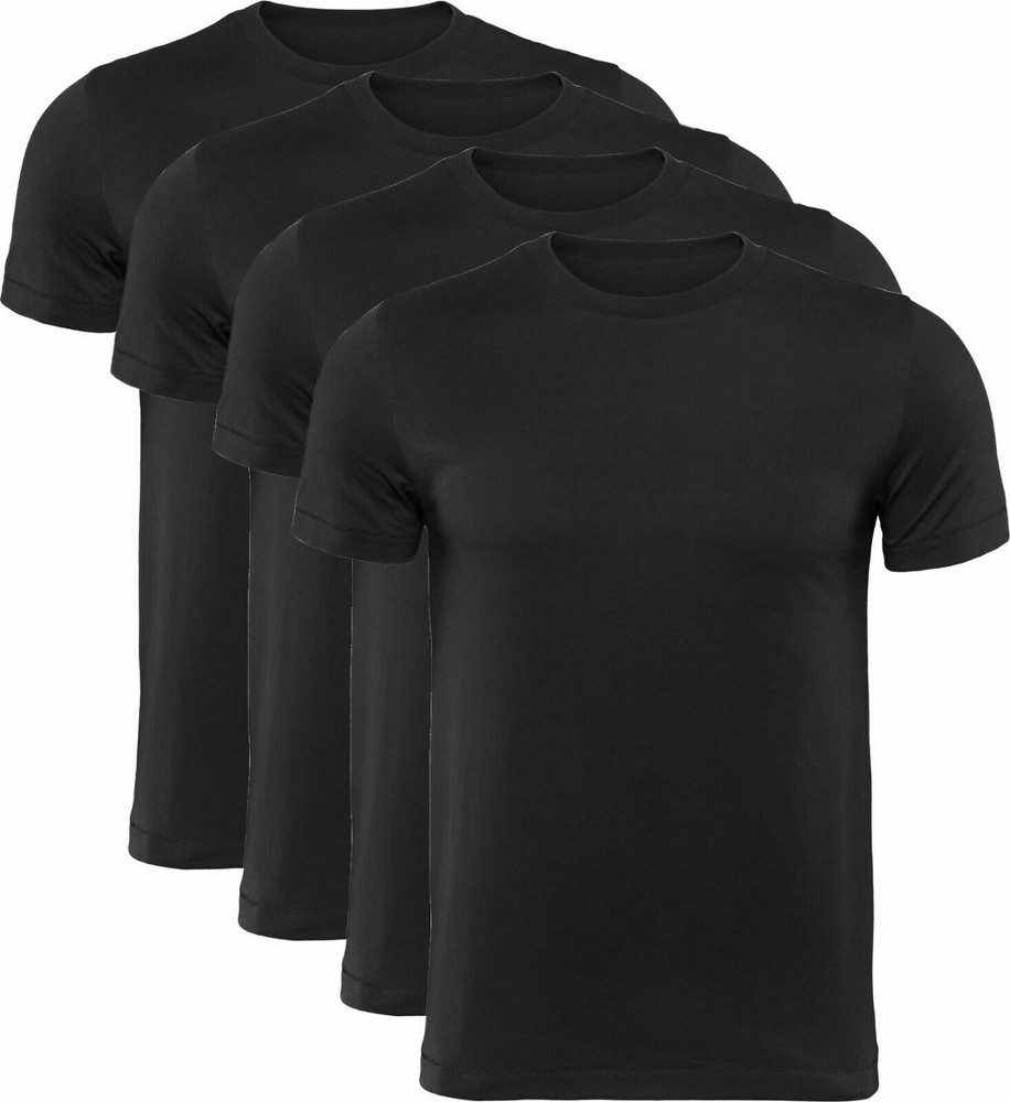 Men 1/2/4 Pack T-Shirt Black Plain Cotton T-Shirts Tee Crew Neck Size XS-2XL LOT