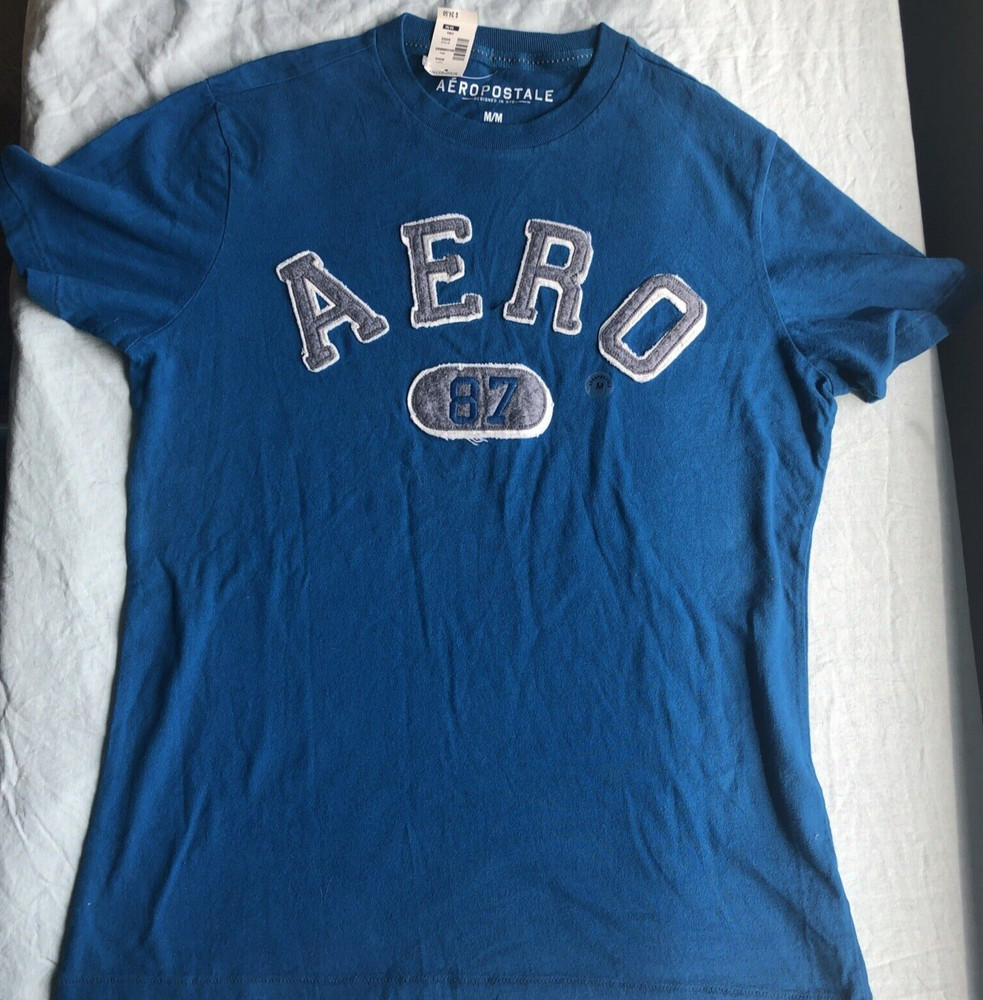 Aeropostle MM T-shirt Teal Raised Letters NEW $24.50